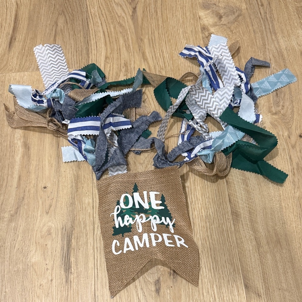 One Happy Camper Burlap Banner